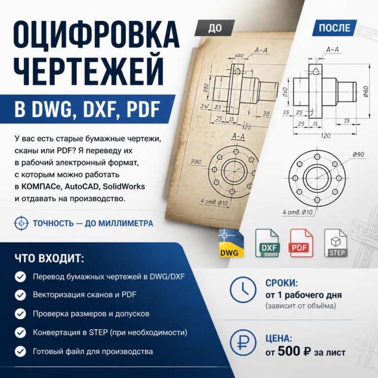 Оцифровка чертежей в DWG, DXF, PDF | CADeryabin