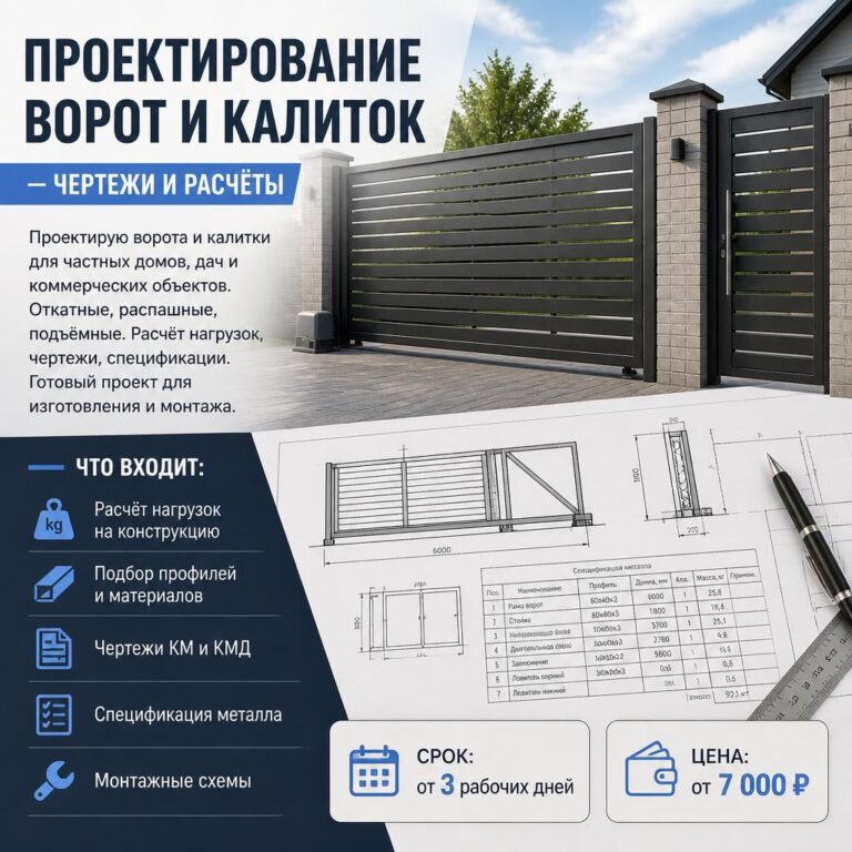 Проектирование ворот и калиток — чертежи и расчёты
