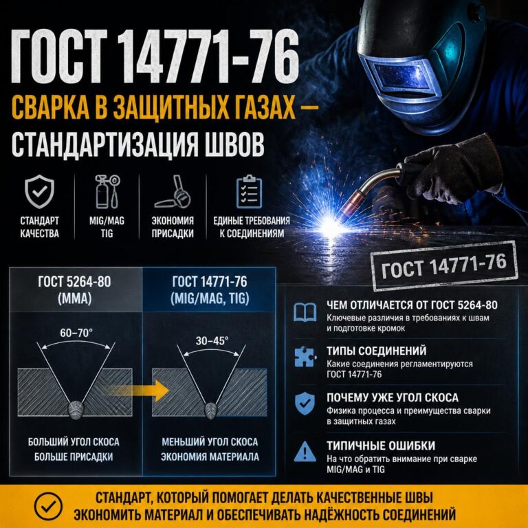 Схема разделки кромок по ГОСТ 14771-76 для сварки в защитных газах